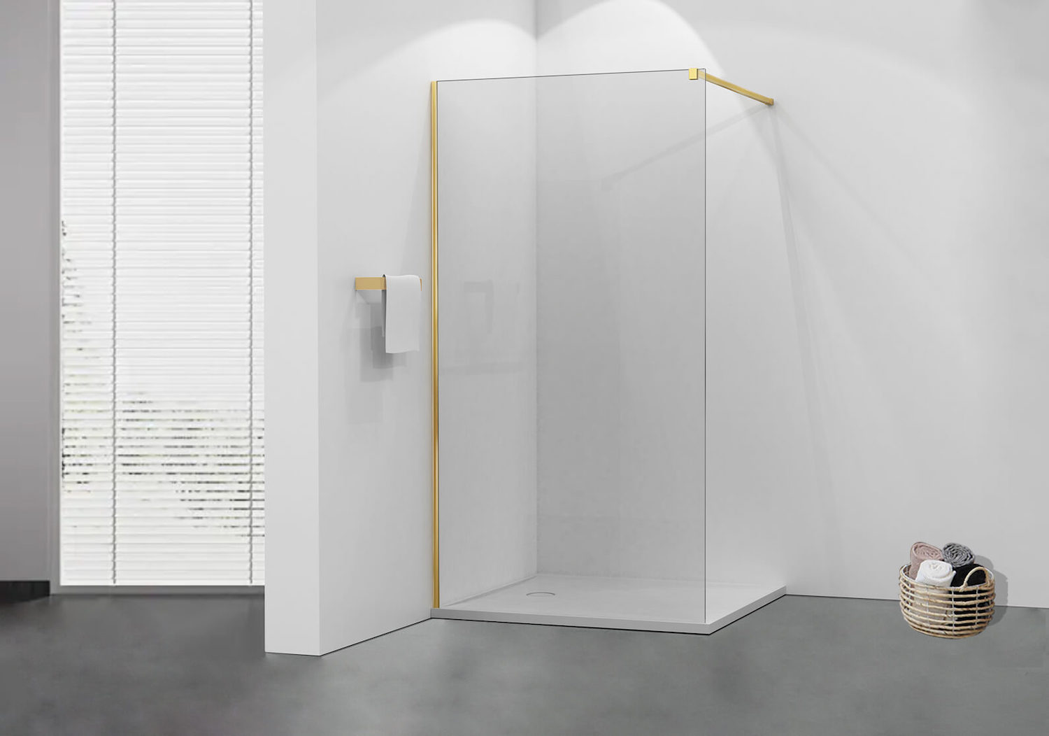 Gold walk in shower screen